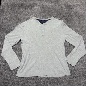 TOMMY HILFIGER Men Casual Henley Jumper Sweater Size XL Gray